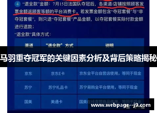 马羽重夺冠军的关键因素分析及背后策略揭秘 马羽重夺冠军的关键因素分析及背后策略揭秘